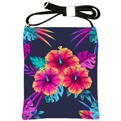 Neon Flowers Shoulder Sling Bag by goljakoff