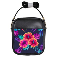 Neon Flowers Girls Sling Bag by goljakoff