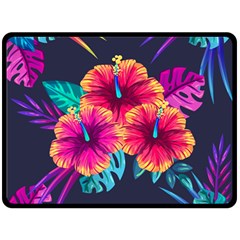 Neon Flowers Fleece Blanket (large)  by goljakoff