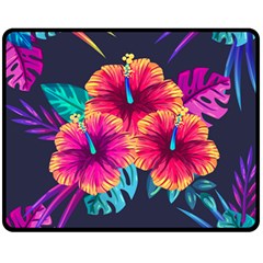 Neon Flowers Fleece Blanket (medium)  by goljakoff