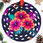 Neon flowers Ornament (Round Filigree) Front