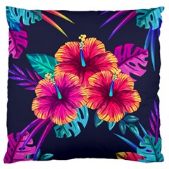 Neon Flowers Large Cushion Case (one Side)