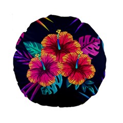 Neon Flowers Standard 15  Premium Round Cushions by goljakoff