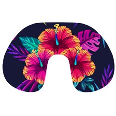 Neon Flowers Travel Neck Pillow by goljakoff