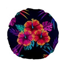 Neon Flowers Standard 15  Premium Flano Round Cushions by goljakoff