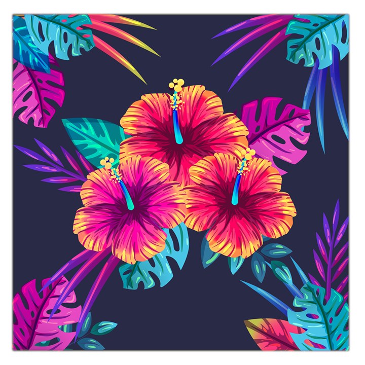 Neon flowers Large Satin Scarf (Square)