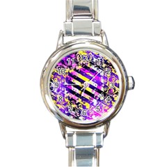 Pop Punk Mandala Round Italian Charm Watch by MRNStudios