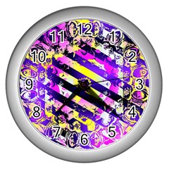 Pop Punk Mandala Wall Clock (silver) by MRNStudios