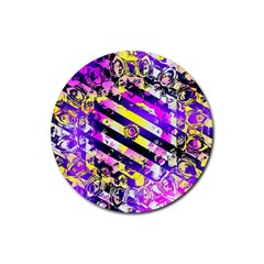 Pop Punk Mandala Rubber Round Coaster (4 Pack)  by MRNStudios