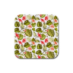 Tropical Flowers Rubber Square Coaster (4 Pack)  by goljakoff