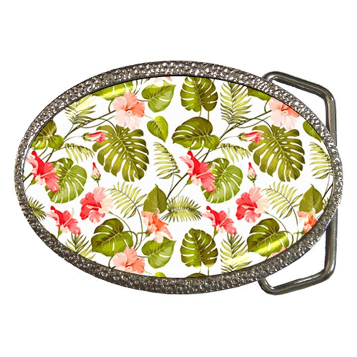 Tropical flowers Belt Buckles