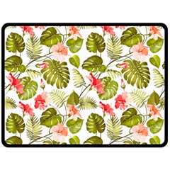 Tropical Flowers Fleece Blanket (large)  by goljakoff