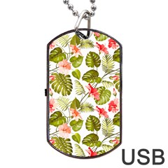 Tropical Flowers Dog Tag Usb Flash (one Side) by goljakoff