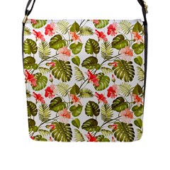 Tropical Flowers Flap Closure Messenger Bag (l) by goljakoff