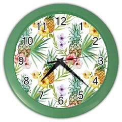 Tropical Pineapples Color Wall Clock by goljakoff