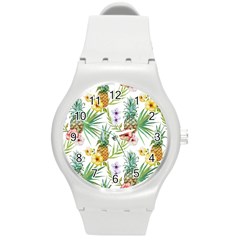 Tropical Pineapples Round Plastic Sport Watch (m) by goljakoff