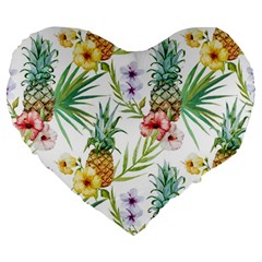 Tropical Pineapples Large 19  Premium Heart Shape Cushions by goljakoff