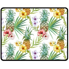 Tropical Pineapples Double Sided Fleece Blanket (medium)  by goljakoff