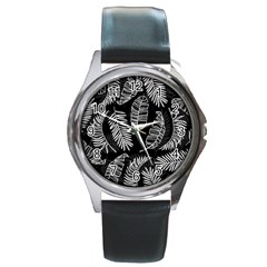 Fallen Leaves Round Metal Watch by goljakoff