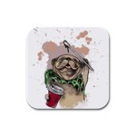 Pug Lover Coffee Rubber Square Coaster (4 pack)  Front