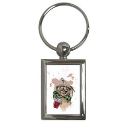 Pug Lover Coffee Key Chain (rectangle) by EvgeniaEsenina