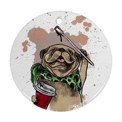 Pug Lover Coffee Round Ornament (two Sides) by EvgeniaEsenina