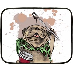 Pug Lover Coffee Double Sided Fleece Blanket (mini)  by EvgeniaEsenina