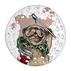 Pug Lover Coffee Round Filigree Ornament (two Sides) by EvgeniaEsenina