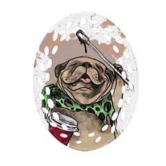 Pug Lover Coffee Ornament (oval Filigree) by EvgeniaEsenina