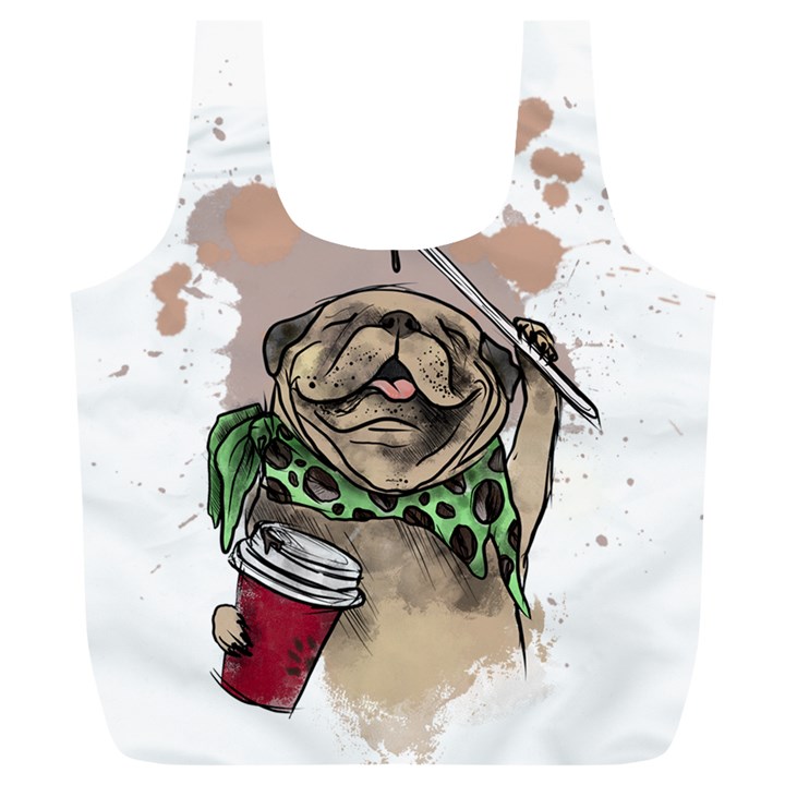 Pug Lover Coffee Full Print Recycle Bag (XL)