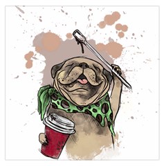 Pug Lover Coffee Large Satin Scarf (square) by EvgeniaEsenina