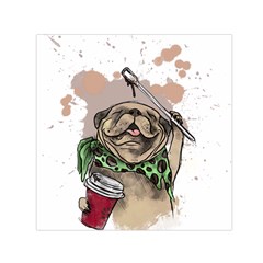 Pug Lover Coffee Small Satin Scarf (square)