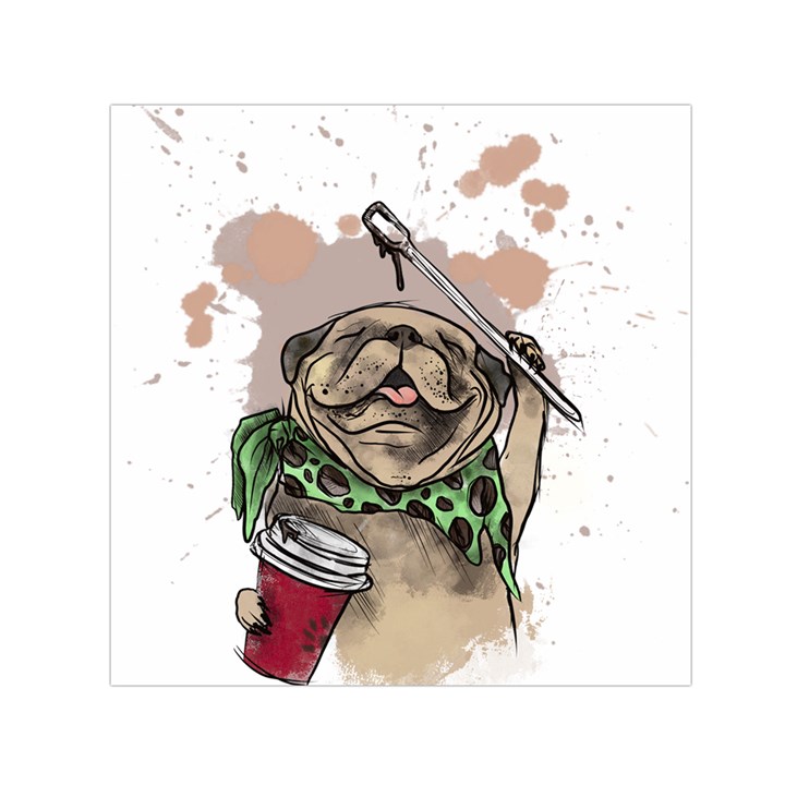 Pug Lover Coffee Small Satin Scarf (Square)