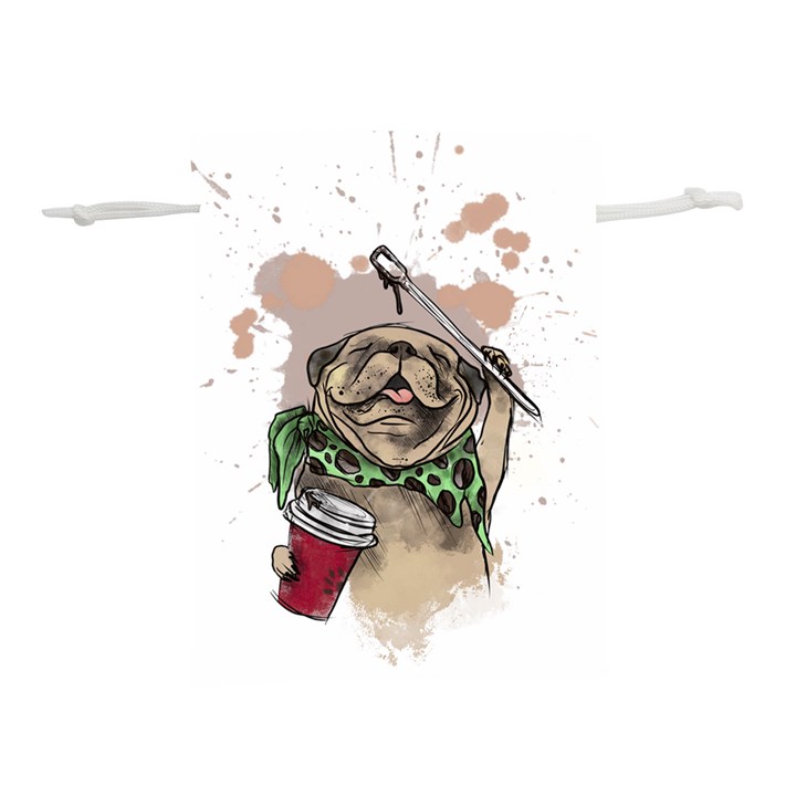 Pug Lover Coffee Lightweight Drawstring Pouch (L)