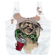 Pug Lover Coffee Full Print Recycle Bag (xxl) by EvgeniaEsenina