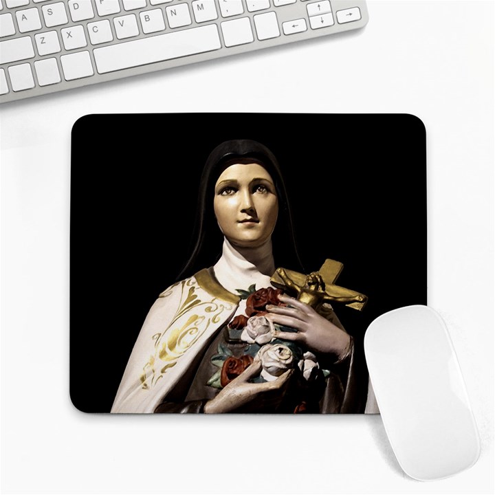 Virgin Mary Sculpture Dark Scene Large Mousepads