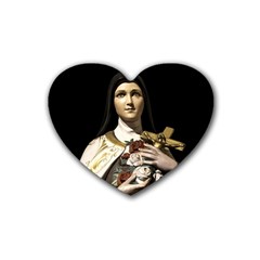 Virgin Mary Sculpture Dark Scene Heart Coaster (4 Pack)  by dflcprintsclothing