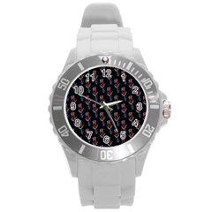 Roses Round Plastic Sport Watch (l) by Sparkle