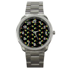 Digital Flowers Sport Metal Watch by Sparkle