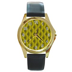 Digital Illusion Round Gold Metal Watch by Sparkle