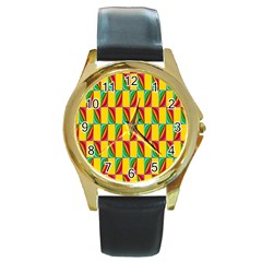 Digital Stars Round Gold Metal Watch