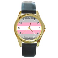 Demigirl Pride Flag Lgbtq Round Gold Metal Watch by lgbtnation