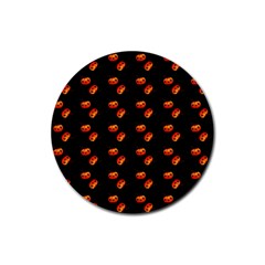 Kawaii Pumpkin Black Rubber Round Coaster (4 Pack)  by vintage2030