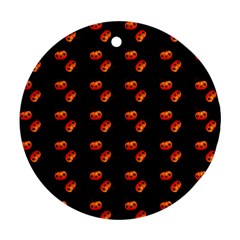 Kawaii Pumpkin Black Round Ornament (two Sides)