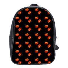 Kawaii Pumpkin Black School Bag (large) by vintage2030