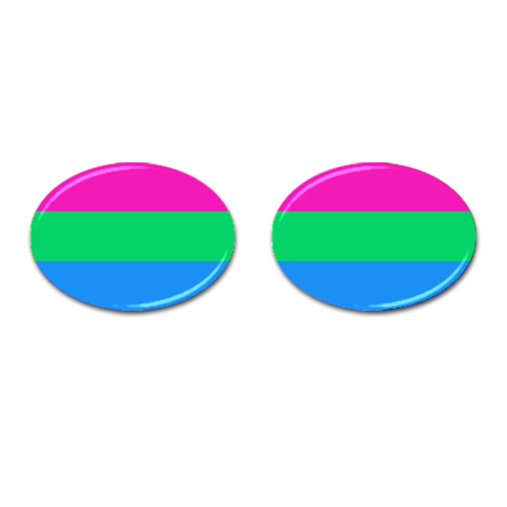 Polysexual Pride Flag LGBTQ Cufflinks (Oval)