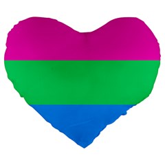 Polysexual Pride Flag Lgbtq Large 19  Premium Flano Heart Shape Cushions by lgbtnation