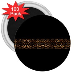 Luxury Ornate Minimal Style Dark Print 3  Magnets (100 pack)