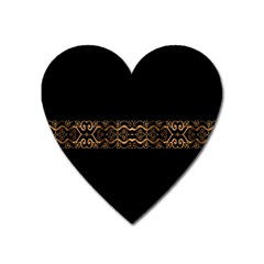 Luxury Ornate Minimal Style Dark Print Heart Magnet