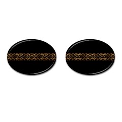 Luxury Ornate Minimal Style Dark Print Cufflinks (Oval)